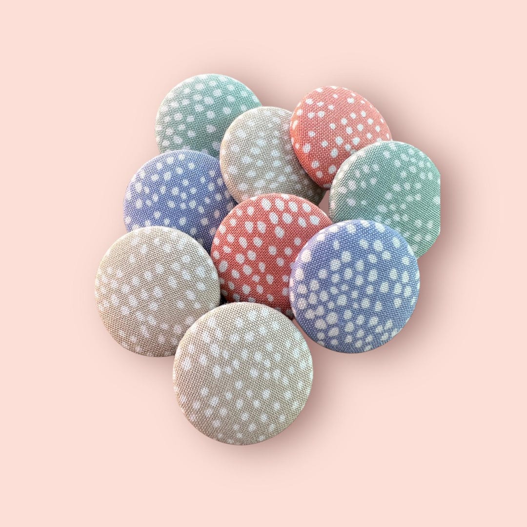 Fabric Covered Buttons: Polka Dot Assortment (10 Pieces, Metal Back) - Etsy