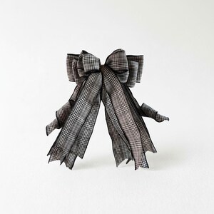 Black Cream Plaid Bow Farmhouse Decor | Handmade Buffalo Check Wreath Accent Year-Round Home