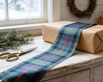 Tartan Ribbon: Scottish Plaid for Holiday Wreaths & Gift Wrapping (End of Spool)
