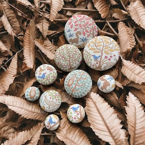 Woodland Animal Fabric Buttons: 10-Piece Set for Sewing & Crafts