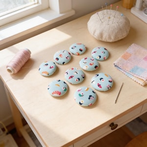 Sushi Fabric Buttons: Colorful Covered Set for Sewing & Crafts