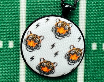 Large Cincinnati Football Necklace Set - Bengal Tiger Handmade Pendant for Her