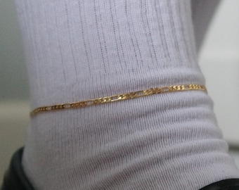 Gold chain anklet, figaro chain anklet, anklet bracelet, foot jewellery, delicate anklet, double chain anklet, gold filled anklet