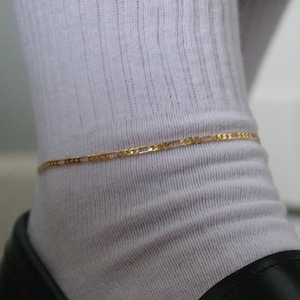 Gold chain anklet, figaro chain anklet, anklet bracelet, foot jewellery, delicate anklet, double chain anklet, gold filled anklet