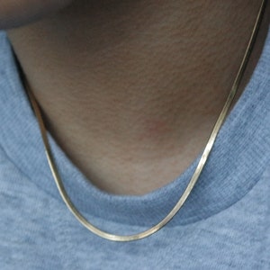 skinny flat chain necklace, herringbone necklace, gold filled necklace, everyday necklace, gold layering necklace, 14k gold filled necklace