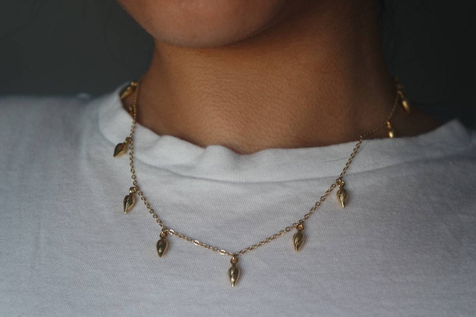Gold Drop Choker Gold Dangle Choker Tiny Drops Chokerspike | Etsy