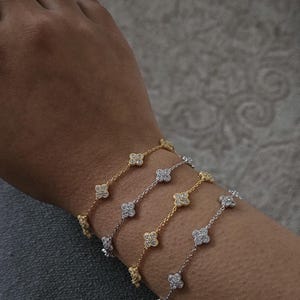 925 silver 4 leaf clover bracelet, four leaf bracelet, clover, clover Bracelet Dainty with Extension Chain, Dainty Elegant Jewelry