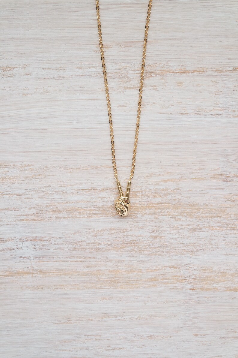 Symbol Necklace Peace Hand Necklace Gift For Girls Hand Necklace Gold Hand Necklace Hand Necklace Peace sign necklace