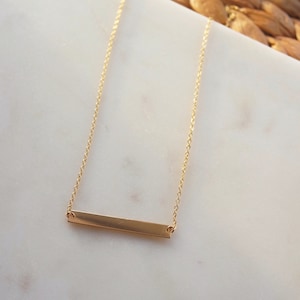 Gold bar necklace, minimal bar necklace, kim Kardashian bar necklace, gold filled bar necklace, gold dainty necklace, gift for her