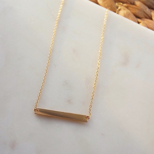 Gold bar necklace, minimal bar necklace, kim Kardashian bar necklace, gold filled bar necklace, gold dainty necklace, gift for her