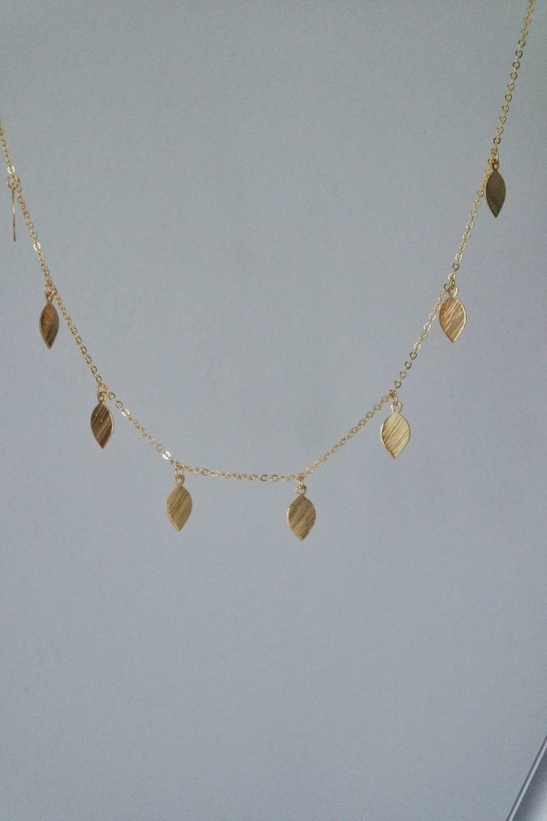 Gold Leaf Necklace Gold Leaf Choker Dainty Choker Necklace Etsy UK