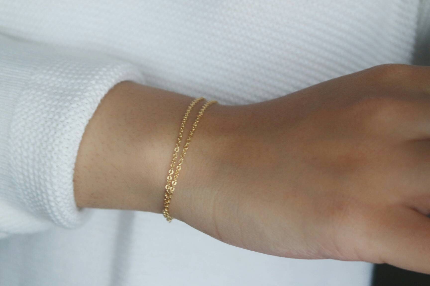 Double Layer Bracelet, Dainty Gold Bracelet, Layering Jewelry