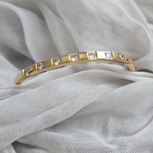 Gold plated waterproof bangle, Stackable Plain Bangle for Women,  Click Clasp Cuff