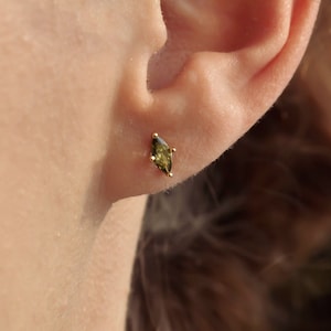 Tiny Olive Green CZ Stud Earrings Gold * Gold CZ Earrings * Minimalist Earrings * Gold Earrings * Stud Earrings Gold