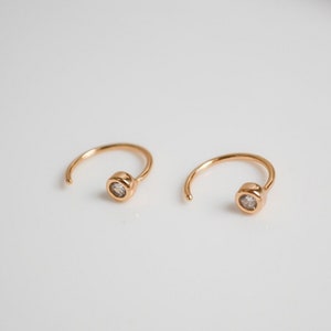 White Cubic Zirconia Huggie Hoop * CZ Creole Gold * Gold Huggie Hoop Earrings * Classic Huggie Hoops * Open Hoop Earrings Gold