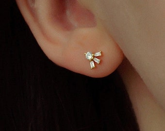 Tiny Suns CZ Pendientes Oro * Pendientes Dorados CZ * Pendientes Minimalistas * Pendientes Plateados * Tachuelas Plata * Regalo