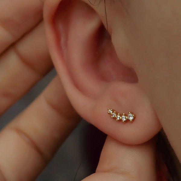 Tiny CZ Stud Earrings Gold * Gold CZ Earrings * Minimalist Earrings * Gold Earrings * Stud Earrings Gold