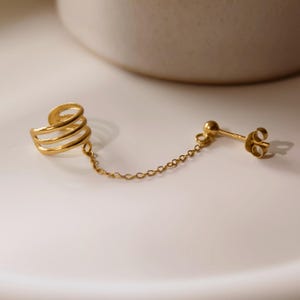 Ear Cuff mit Kettchen Gold * zierliche Ohrmanschette gold * Sterling Silber Ear Cuff * minimalistischer Ear Cuff * minimalistischer Schmuck