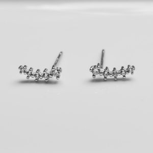 Tiny CZ Earrings Silver Silver CZ Earrings Minimalist Earrings Silver Earrings Ear studs Silver image 2