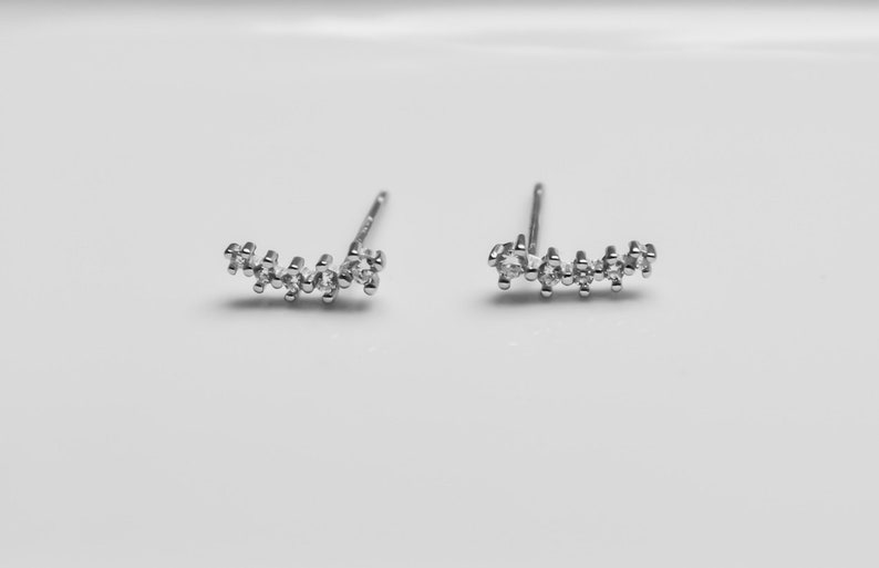 Tiny CZ Earrings Silver Silver CZ Earrings Minimalist Earrings Silver Earrings Ear studs Silver image 2