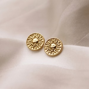 Elegant Sun Stud Earrings Gold * Golden Sun Earrings * Celestial Earrings Gold * Sun Stud Earrings Gold * Sterling Silver Jewelry