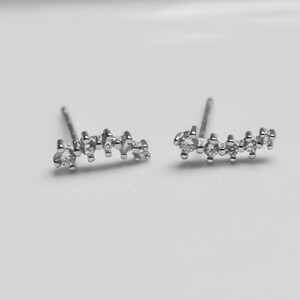 Tiny CZ Earrings Silver Silver CZ Earrings Minimalist Earrings Silver Earrings Ear studs Silver image 4