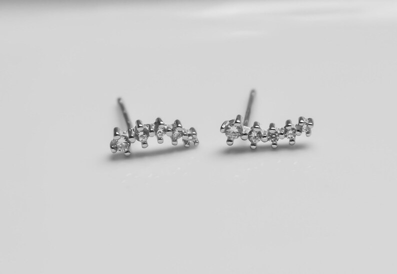 Tiny CZ Earrings Silver Silver CZ Earrings Minimalist Earrings Silver Earrings Ear studs Silver image 4