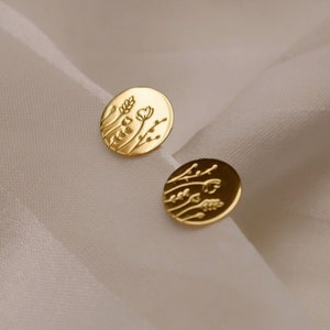 Gold flower stud earrings * Small disc stud earrings, gold plated * Minimalist polka dot stud earrings * Floral stud earrings, sterling silver