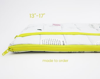Sustainable Laptop Case 13" recycled coffee bags, for 13", 14", 15", 16" or 172 laptops, tailored laptop case, one of a kind