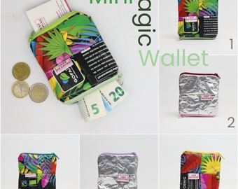 Vegan Mini Wallet, sustainable purse, eco friendly purse, Mini Magic, minimal wallet, gift for women, gift for men, zero waste wallet