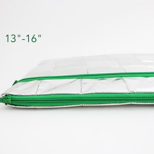 Laptophoes gemaakt van gerecyclede zilveren koffieverpakking voor 13", 14", 15", 16" laptops, op maat gemaakt