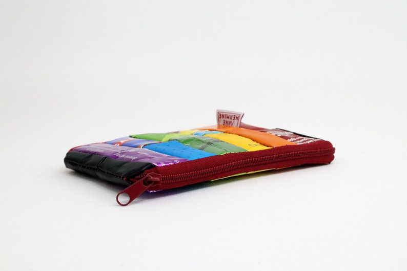 Cartera vegana arcoíris, cartera sostenible, cartera reciclada, regalo, cero residuos, envases de café reciclados, cartera mágica imagen 2
