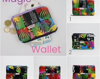 Sustainable Wallet made from recycled coffee packaging, purse, eco friendly purse, magic wallet, minimal wallet, zero waste wallet