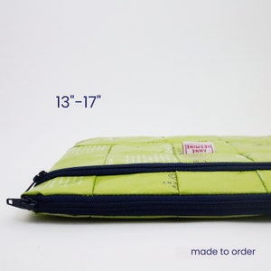 Laptophoes 15" groen, gerecyclede MacBook Pro 13" hoes, veganistische laptophoes, duurzame MacBook Pro 15", zero waste, 16" laptophoes