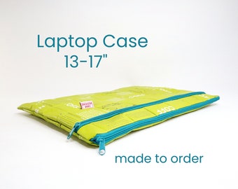 Laptophülle 13" grün, recycelte MacBook Pro 13" Hülle, vegane Laptophülle, nachhaltige Laptoptasche 14", Zerowaste, 15" Laptophülle, Unikat