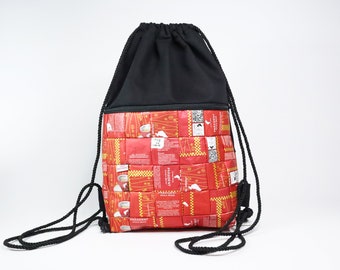 Recycled Gym Bag, vegan Backpack, sustainable bag, draw string bag, zero waste, reused coffee bags