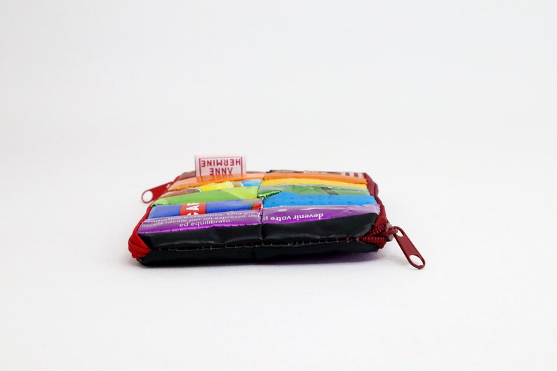Cartera vegana arcoíris, cartera sostenible, cartera reciclada, regalo, cero residuos, envases de café reciclados, cartera mágica imagen 3
