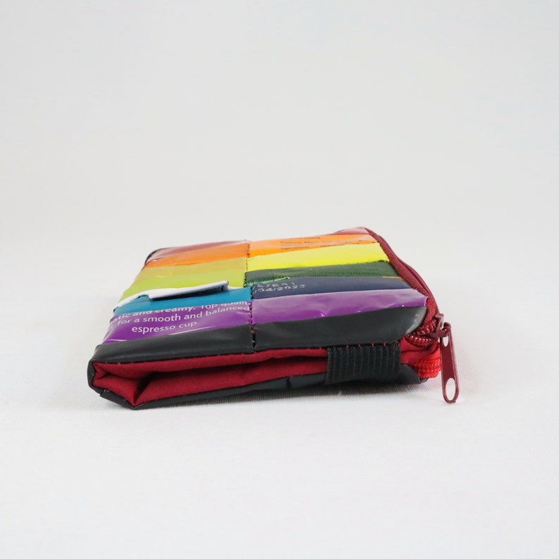 Vegan Wallet handmade from recycled coffee bags, sustainable purse, one of a kind wallet, rainbow purse image 2