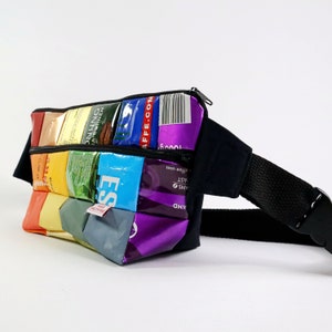 Vegan Rainbow Fanny Pack made from recycled coffee bags, sustainable fanny bag, cross body bag, eco bag, Upcycling, zero waste, festival bag