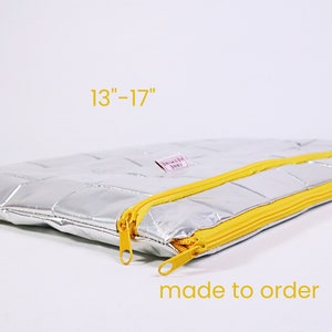 Housse pour ordinateur portable 15" argentée, housse recyclée pour MacBook Pro 13", housse vegan pour ordinateur portable, housse durable pour MacBook Pro 14", zéro déchet, housse pour ordinateur portable 16"