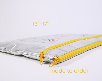 Funda para portátil de 15" plateada, funda reciclada para MacBook Pro de 13", funda vegana para portátil, funda sostenible para MacBook Pro de 14", cero residuos, funda para portátil de 16"