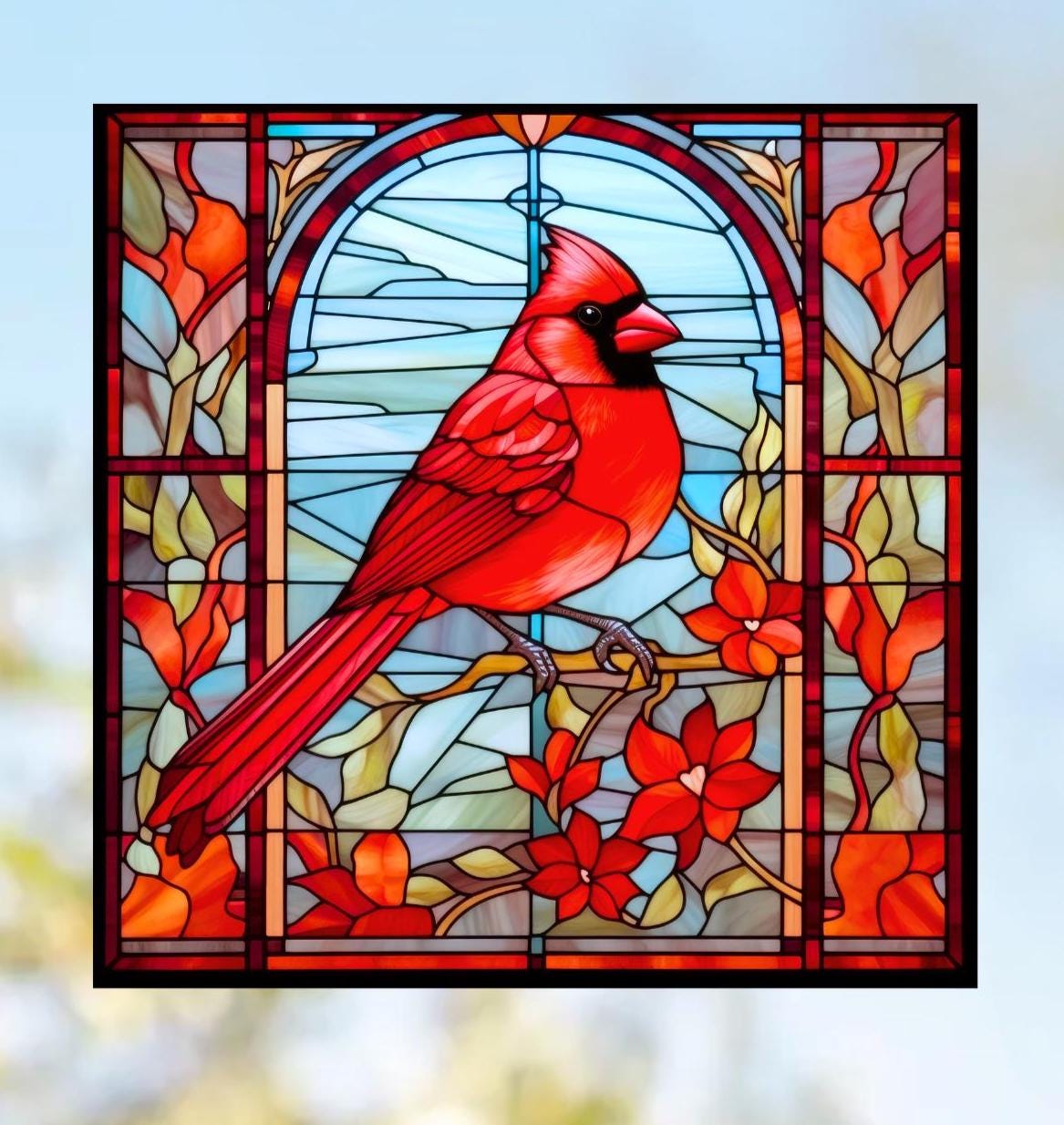 Cardinal Faux Stained-glass WINDOW CLING - Etsy