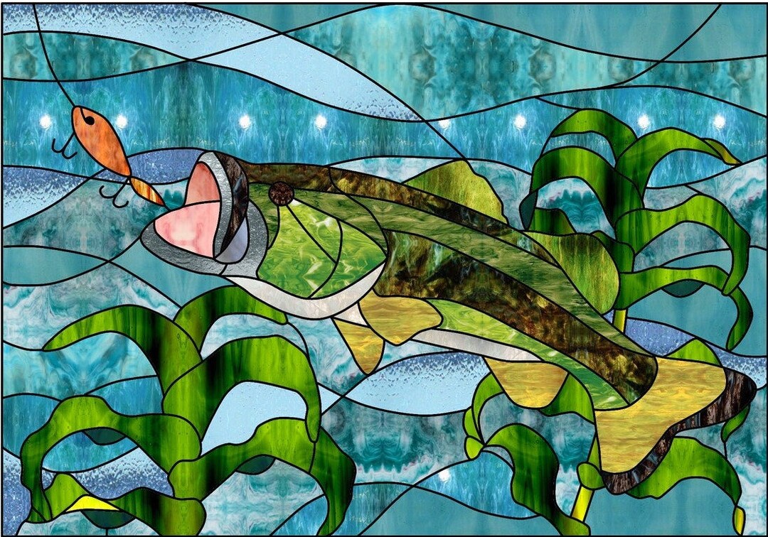 BASS Faux Stained Glass Fish WINDOW CLING Fishing Lure - Etsy