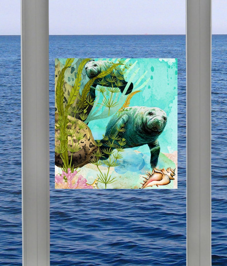 Manatee WINDOW CLING Sweet Chubby Mermaids Suncatcher - Etsy