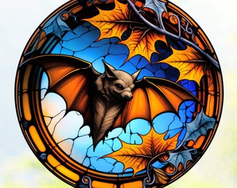 Bat Faux Stained-Glass WINDOW CLING