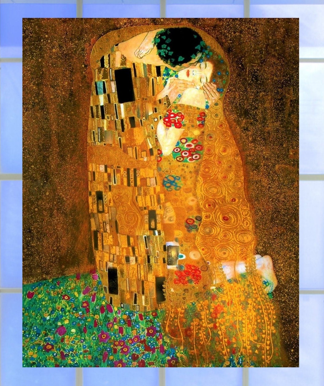Stickers vitres The Kiss attrape-soleil Art nouveau Gustav Klimt