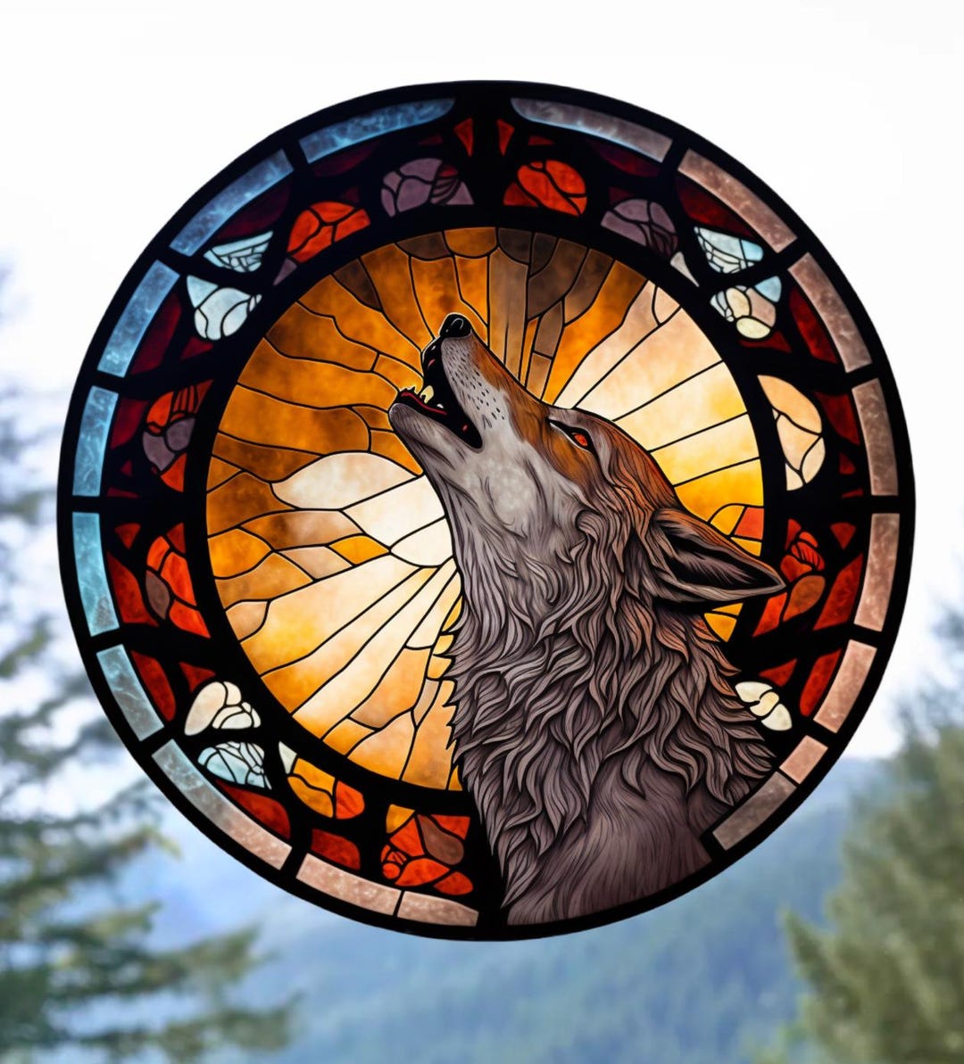 Window Howlers Howling Wolf Faux Stained-glass WINDOW CLING - Etsy