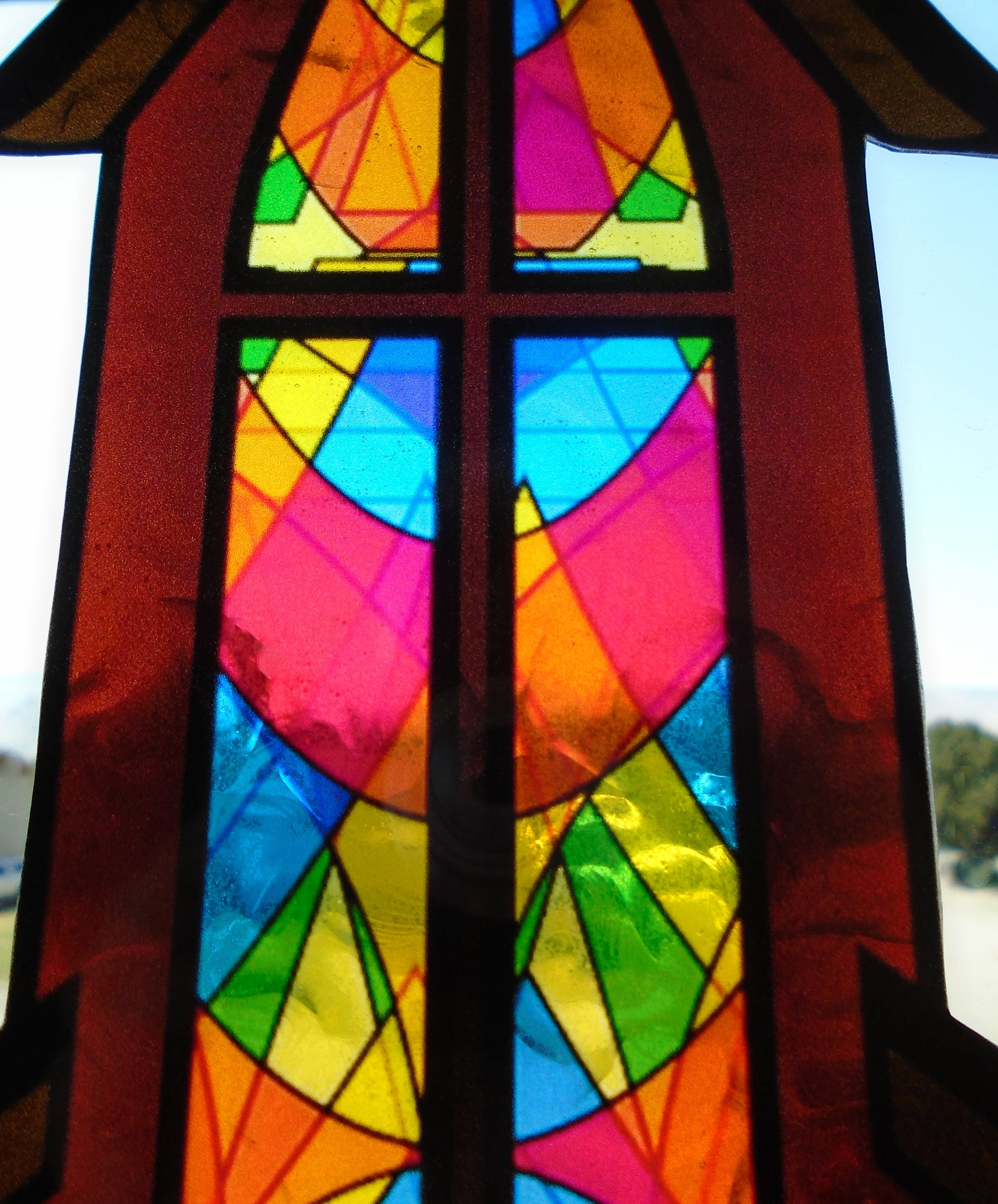 Church With Stained Glass Windows WINDOW CLING Suncatcher Etsy