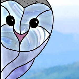 Peeking Snowy Owl Faux Stained Glass Deluxe WINDOW CLING ~ Sun-catcher Size 10.6&quot; Repositionable Vinyl
