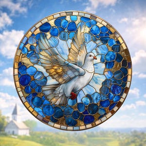 Holy Spirit Dove WINDOW CLING Glossy, Translucent, Double-Sided  Faux Stained-Glass